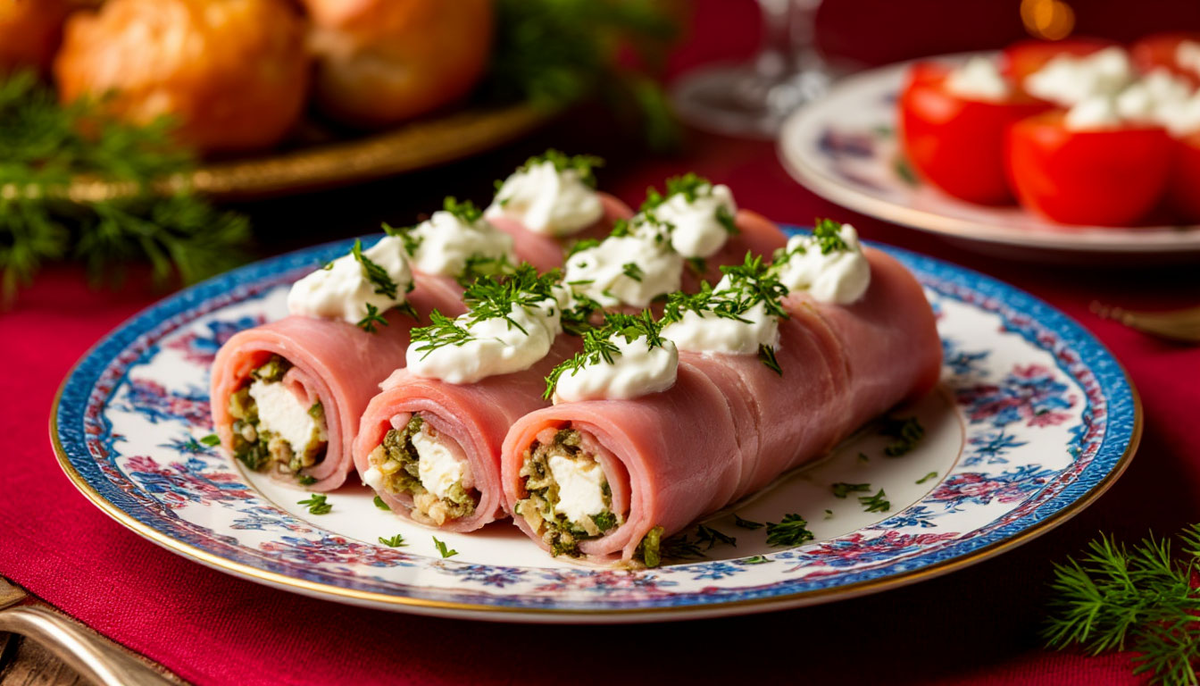 Необычные рулетики из ветчины для вашего праздничного стола